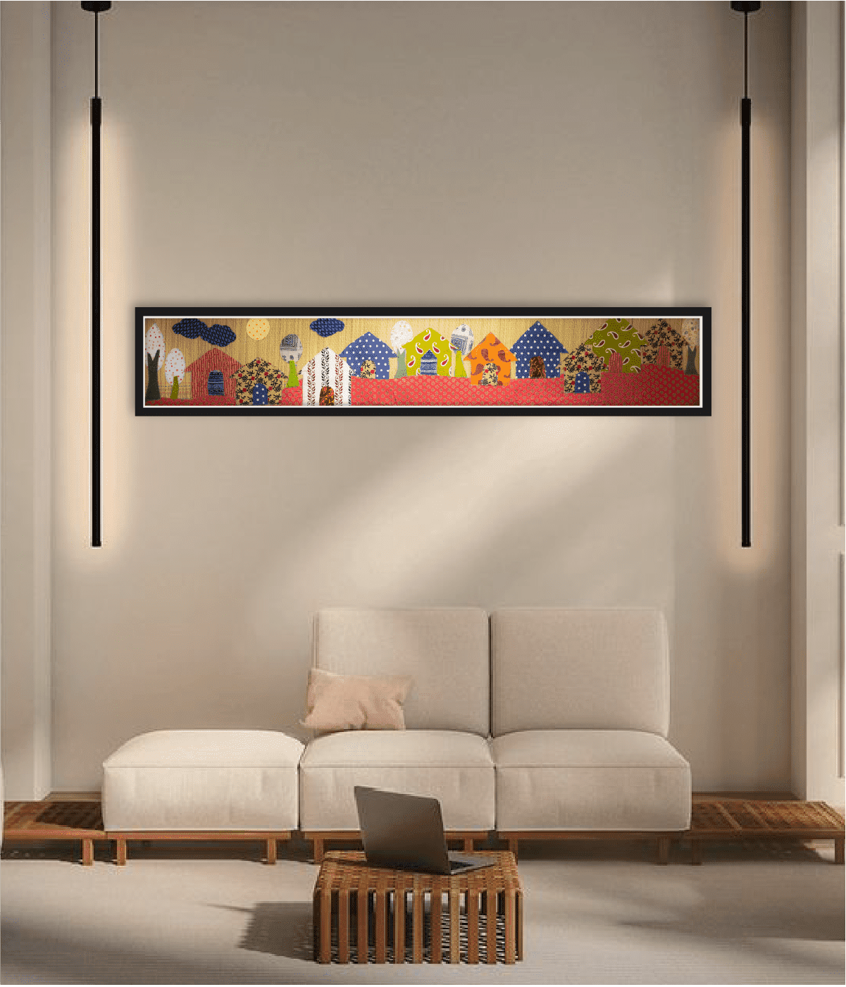 Take Me Home Printed Fabric Patchwork Art