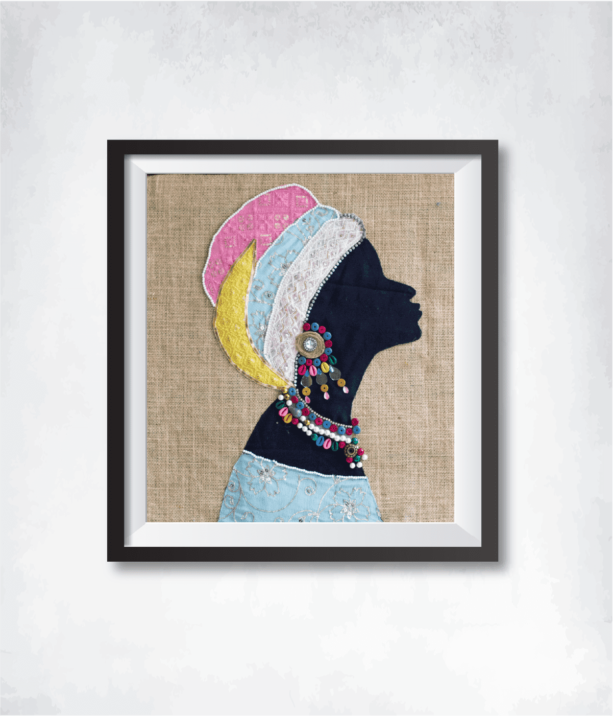 Beautiful Lady fabric Patchwork art