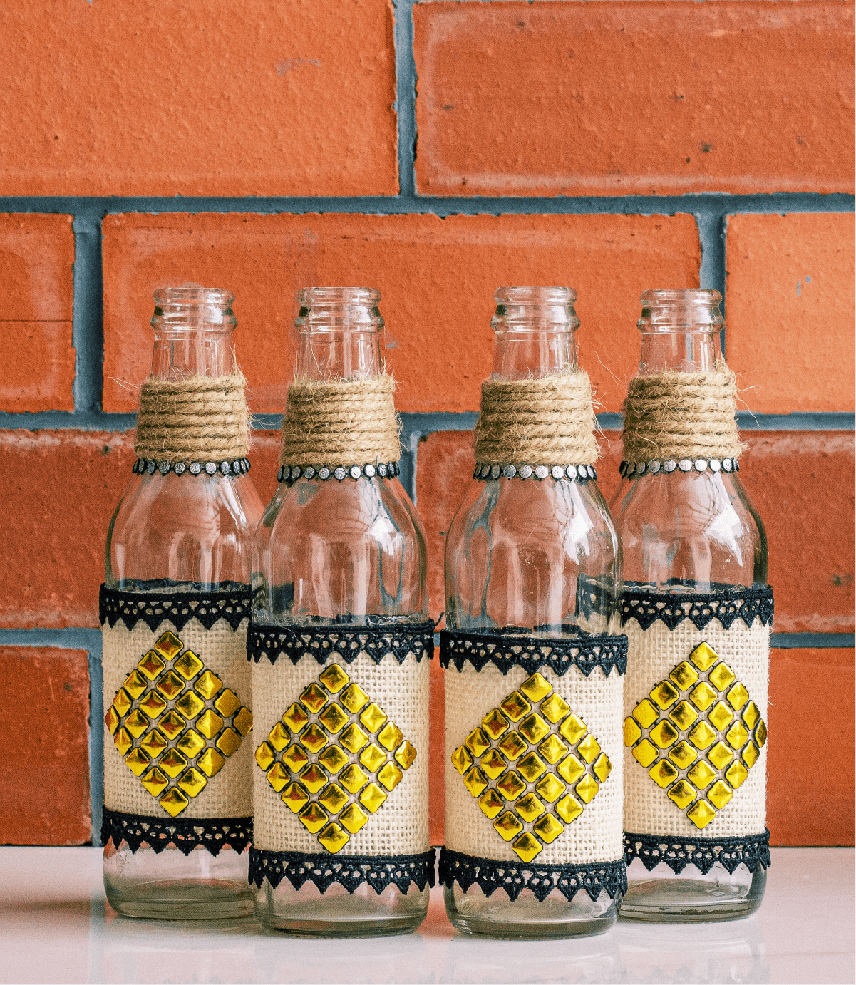 Jute Golden Bottle Art