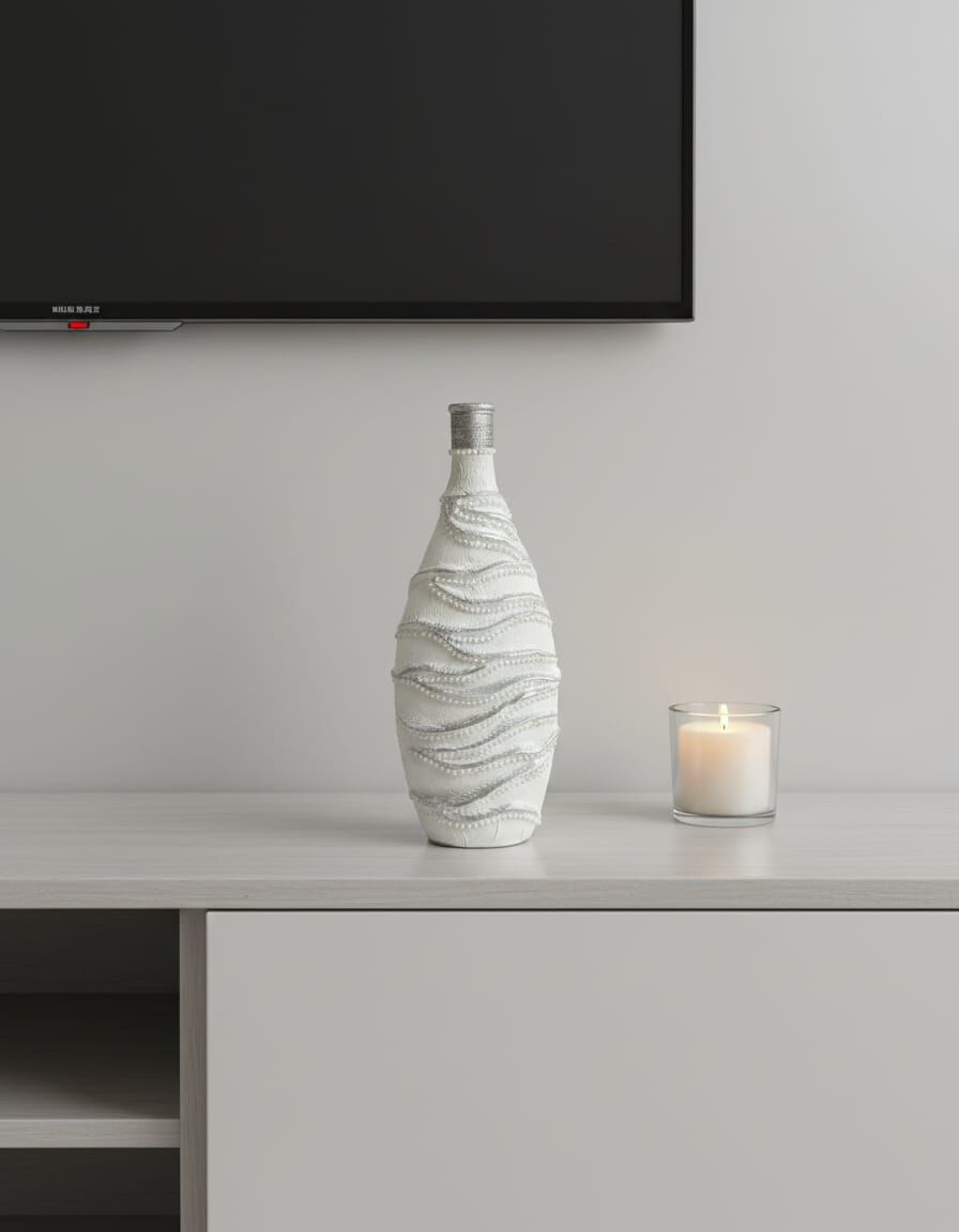 Minimal Pearl Wave Handcrafted Bottle Art